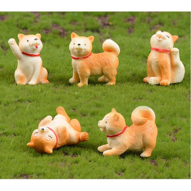 Mô hình chó dòng Akita Shiba Inu Nhật Bản nghịch ngợm dễ thương thích hợp trang trí tiểu cảnh, nhà búp bê, móc khóa, DIY