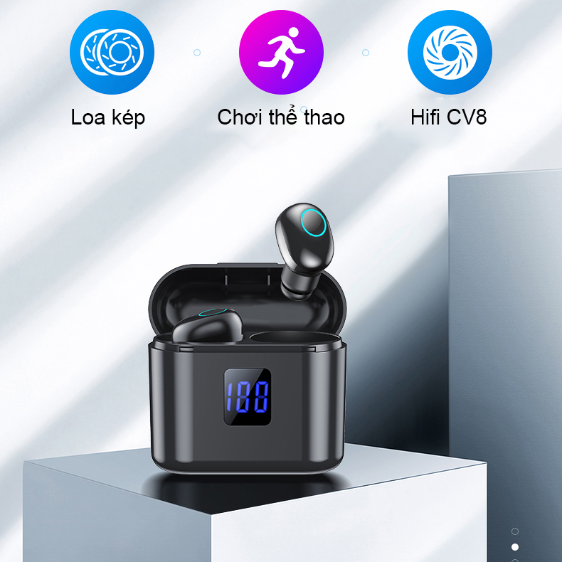 Tai Nghe Bluetooth Không Dây SIDOTECH X11B Airpod Mini TWS True Wireless Có Mic Âm Thanh CV8 Bùng Nổ Siêu Bass, Màn Hình LED Hiển Thị Pin, Cảm Ứng Vân Tay Cực Nhạy, Kích Thước Mini Phù Hợp IOS Android - Hàng Chính Hãng