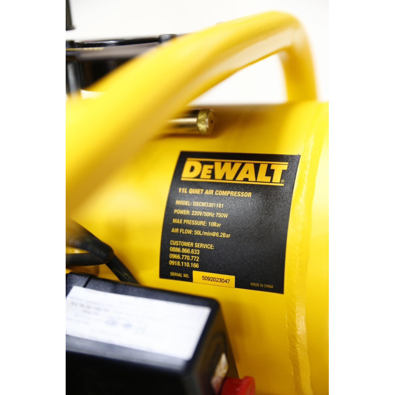 Máy nén khí không dầu 11L DeWALT 3301181 áp suất 10bar, chạy êm - Hàng chính hãng