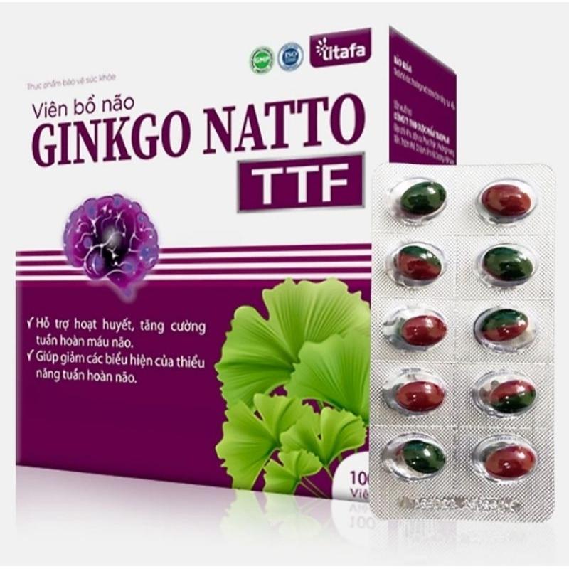 VIÊN BỔ NÃO GINKGO NATTO TTF - Hộp 100v - Tăng tuần hoàn não, giảm đau đầu, chóng mặt, tê bì chân tay, ăn ngon, ngủ ngon