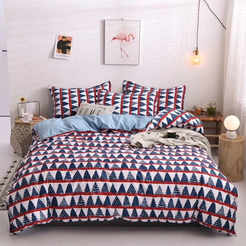 Bộ chăn ga gối cotton PLQH -Hàng thông -Tặng 1 móc khóa Houston