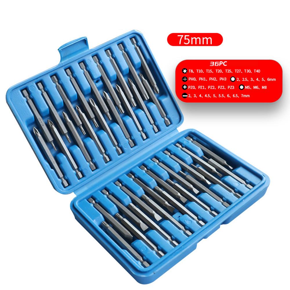 Multifunctional 75mm Carbon Steel Drill Bit Set High Hardness Hand Screwdriver Batchhead Multipurpose Electric Drill Accessory Kit