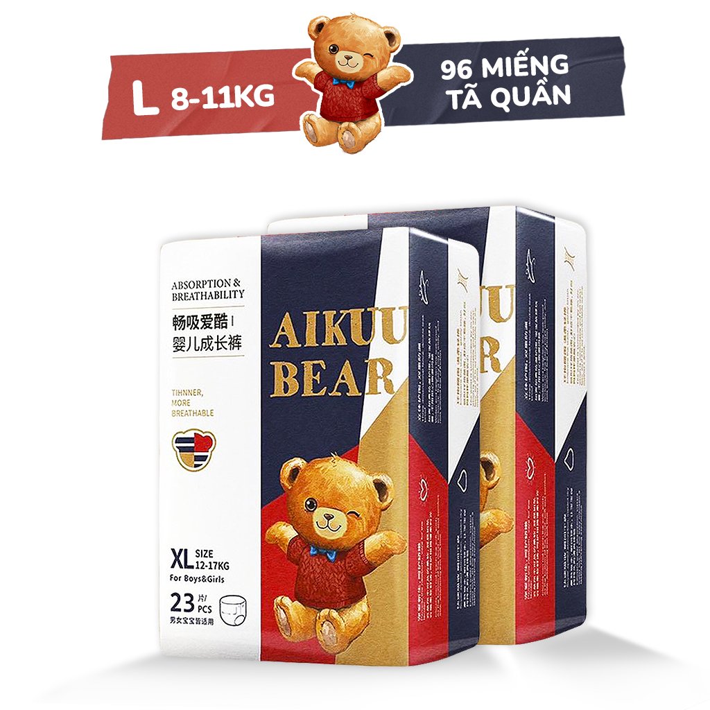 Bỉm Aikuu Bear Chính Hãng Dánquần Đủ Size S112, M100M100, L96, Xl92, Xxl88, Xxxl84 - L Quần 96 8 - 11Kg