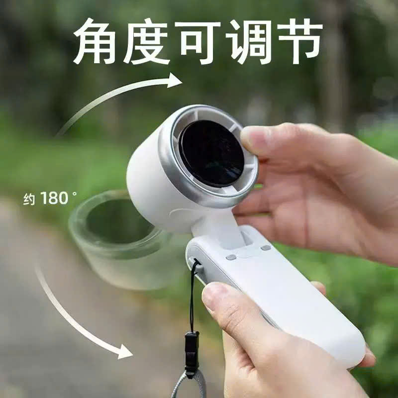 Quạt Cầm Tay Tích Điện VMF-07 5 Cấp Độ Gió Xoay 180 Độ Gấp Gọn Tặng Kèm Dây Đeo Cổ Tiện Lợi