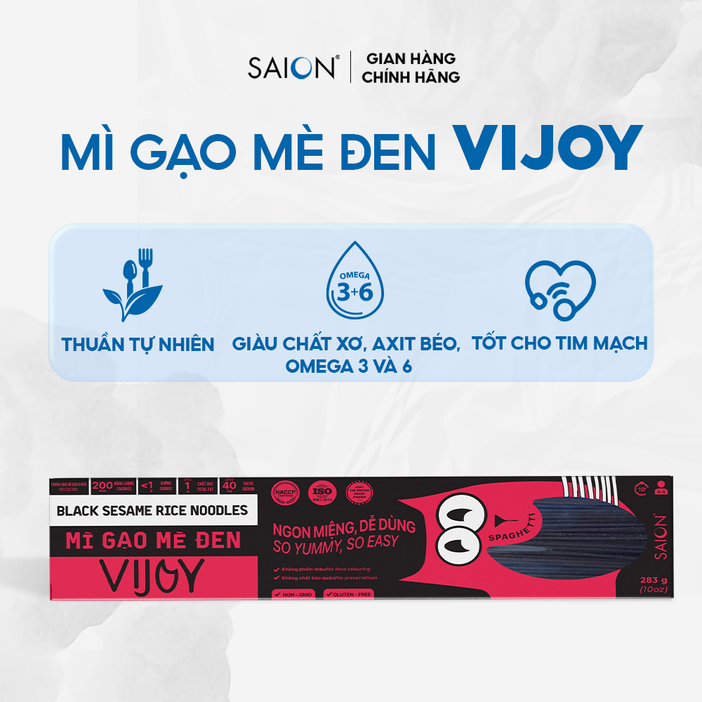 Mì Gạo Mè Đen Spaghetti VIJOY Thuần nhiên Tiện lợi Hộp 283g