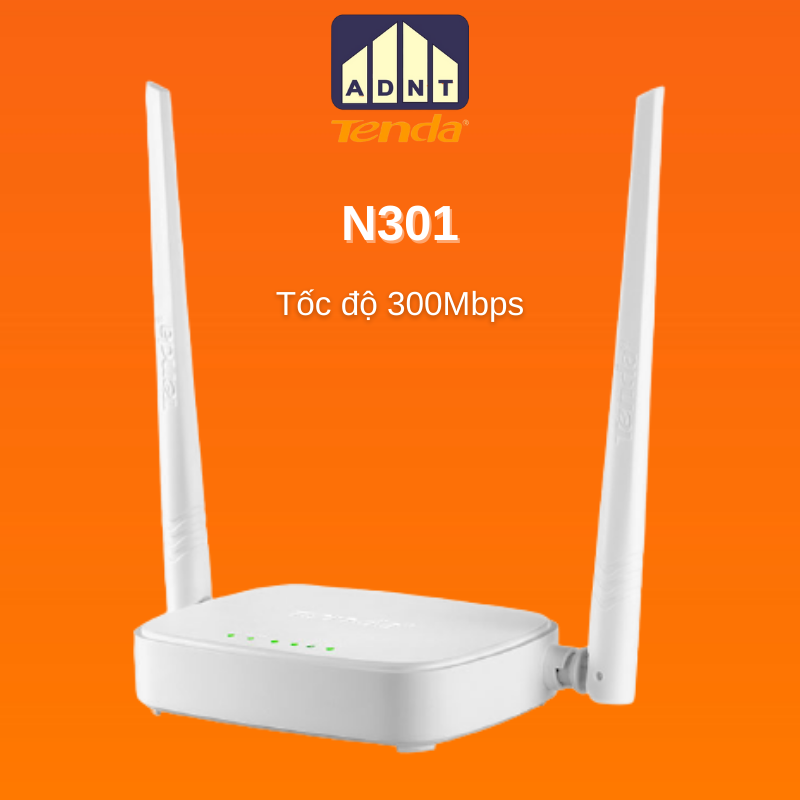 Bộ phát wifi không dây 2 râu kích sóng repeater Wireless Router N301 chuẩn 300Mbps Tenda hàng chính hãng