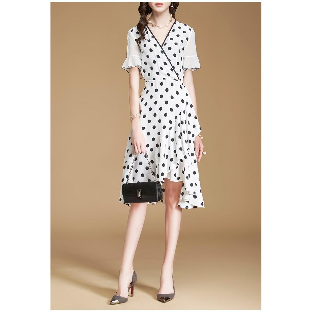 DRESS218-ĐẦM CHẤM BI XÒE THIẾT KẾ S-6XL
