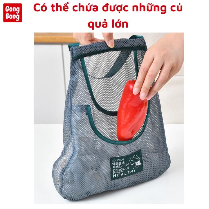 Túi lưới đựng hành tỏi rau củ quả đồ khô treo tường chống ẩm mốc tiện ích nhà bếp nhà bếp