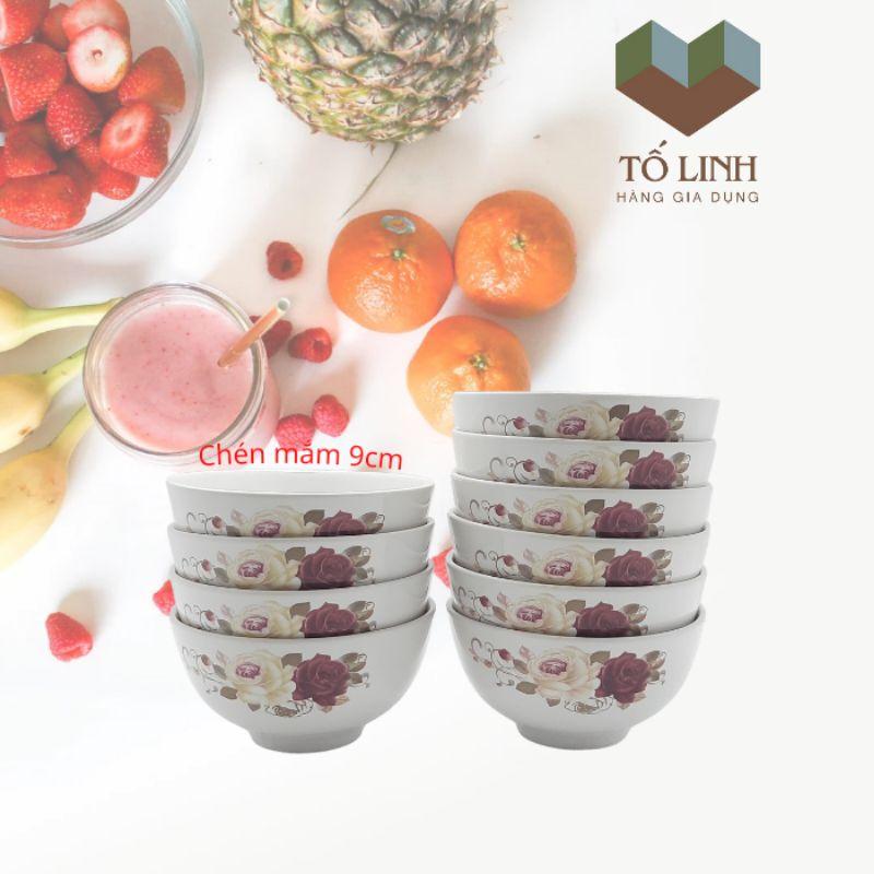 Combo 10 chén mắm sứ hoa,Set 10 chén mắm sứ hoa