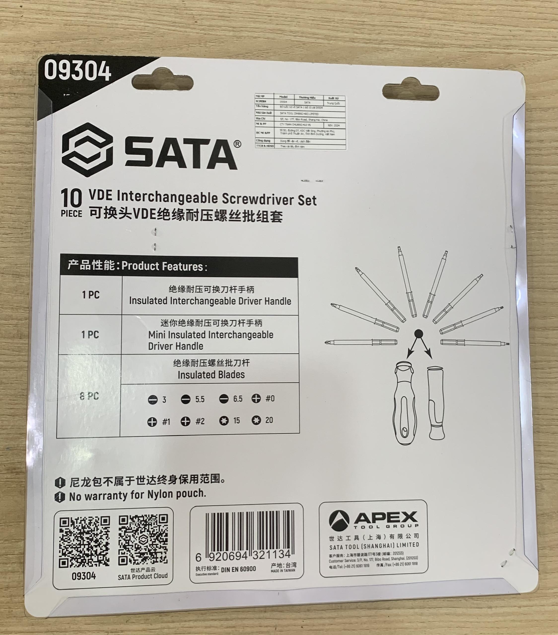 Bộ tua vít cách điện 1000V VDE 10 chi tiết thay đổi 09304 kèm túi đựng