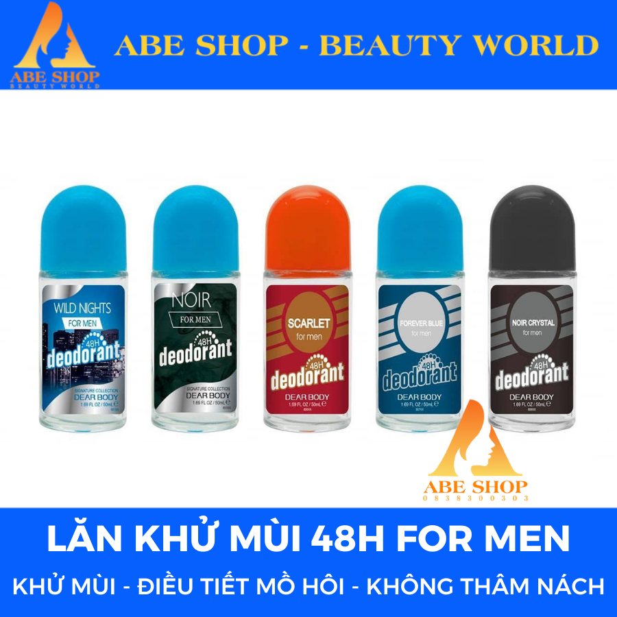 Lăn Khử Mùi DEAR BODY 50ml - Lăn Nách - Khử Mùi Hôi Dưới Cánh Tay - Điều Tiết Mồ Hôi - Không Vàng Áo - Ko Thâm Nách - Lưu Hương 48h