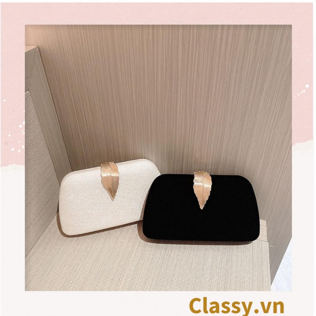 Clutch Classy cầm tay, đeo chéo bằng da cao cấp, cài khóa hình chiếc lá T1186