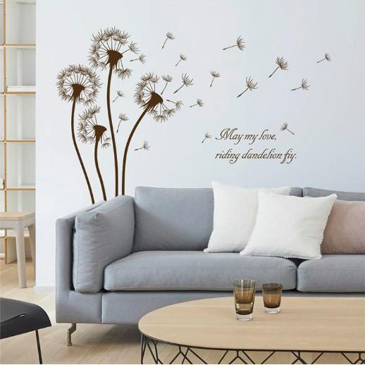 Decal trang trí hoa bồ công anh đen