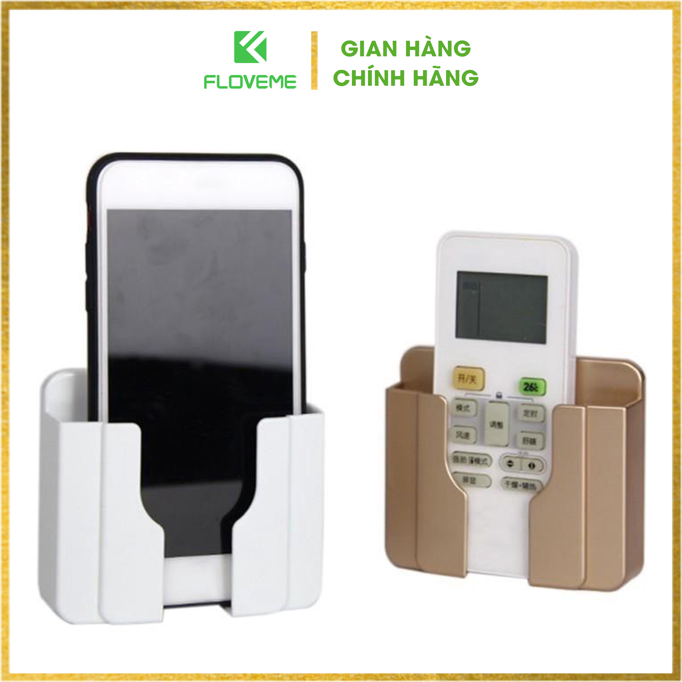 Giá Đỡ Sạc Điện Thoại , Kệ Dán Tường Để tường Flovme Remote, Đồ Dùng/  - Có Móc Treo Giữ Dây Điện Nhựa ABS Cao Cấp - hàng chính hãng