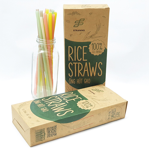 Combo 2 hộp ống hút gạo Rice Straws loại có màu