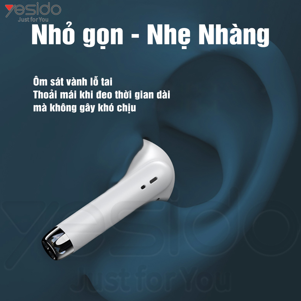 Tai nghe Bluetooth Yesido TWS-09 Nhỏ gọn Nhẹ nhàng Thoải mãi khi đeo Bluetooth 5.1 Không độ trễ Hàng nhập khẩu