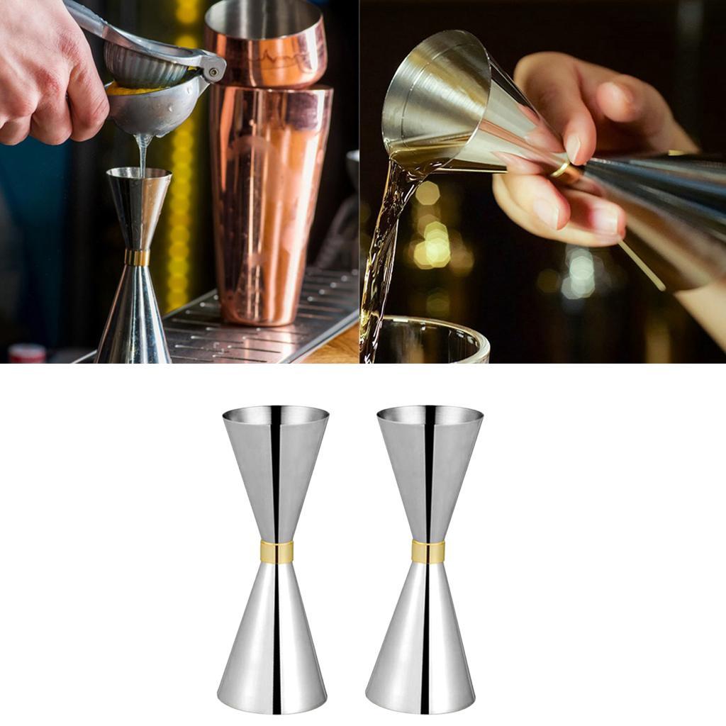 2 Pcs Double Cocktail Jigger Stainless Steel Bar Jigger Measure Cup 45&amp;60ml