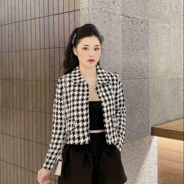 Áo khoác dạ áo khoác dạ dáng ngắn 2 lớp