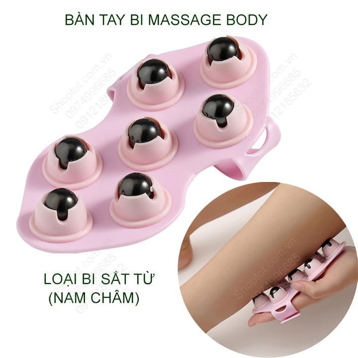 Bi massage body gắn bàn tay, có loại 7 bi bằng sắt và loại 7 bi từ tính cho khách lựa chọn