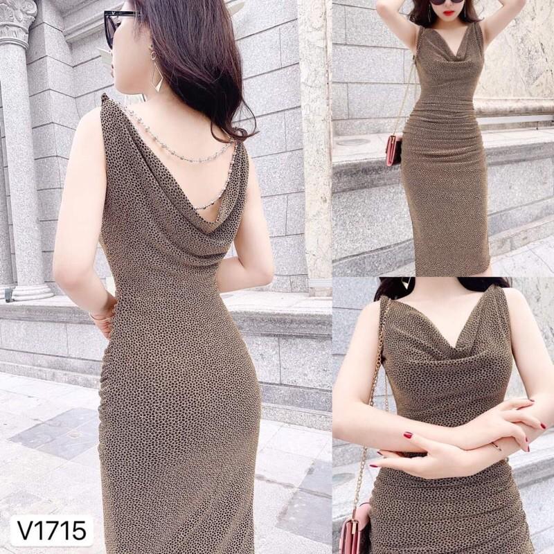 Đầm body nhũ vàng sát nách sang chảnh(ko kèm hoa cài)