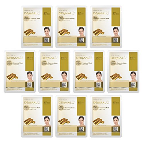 Mặt Nạ Dermal Chiết Xuất Vàng Dưỡng Sáng Da Gold Collagen Essence Mask 23g - 10 Miếng