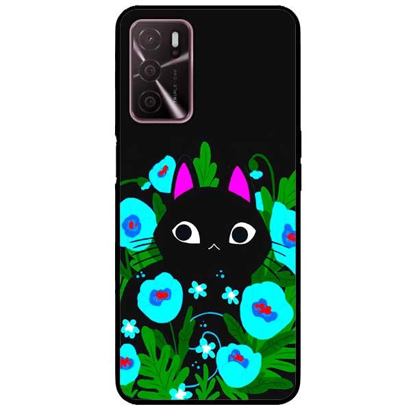 Ốp lưng dành cho Oppo A16 - Mèo Đen Hoa Xanh