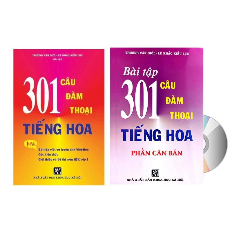Sach - Combo 301 Câu Đàm Thoại Tiếng Hoa Bai tâp 301 câu đam thoai phân căn ban BAN MƠI NHÂT - KHÔ LƠN  DVD tai liêu