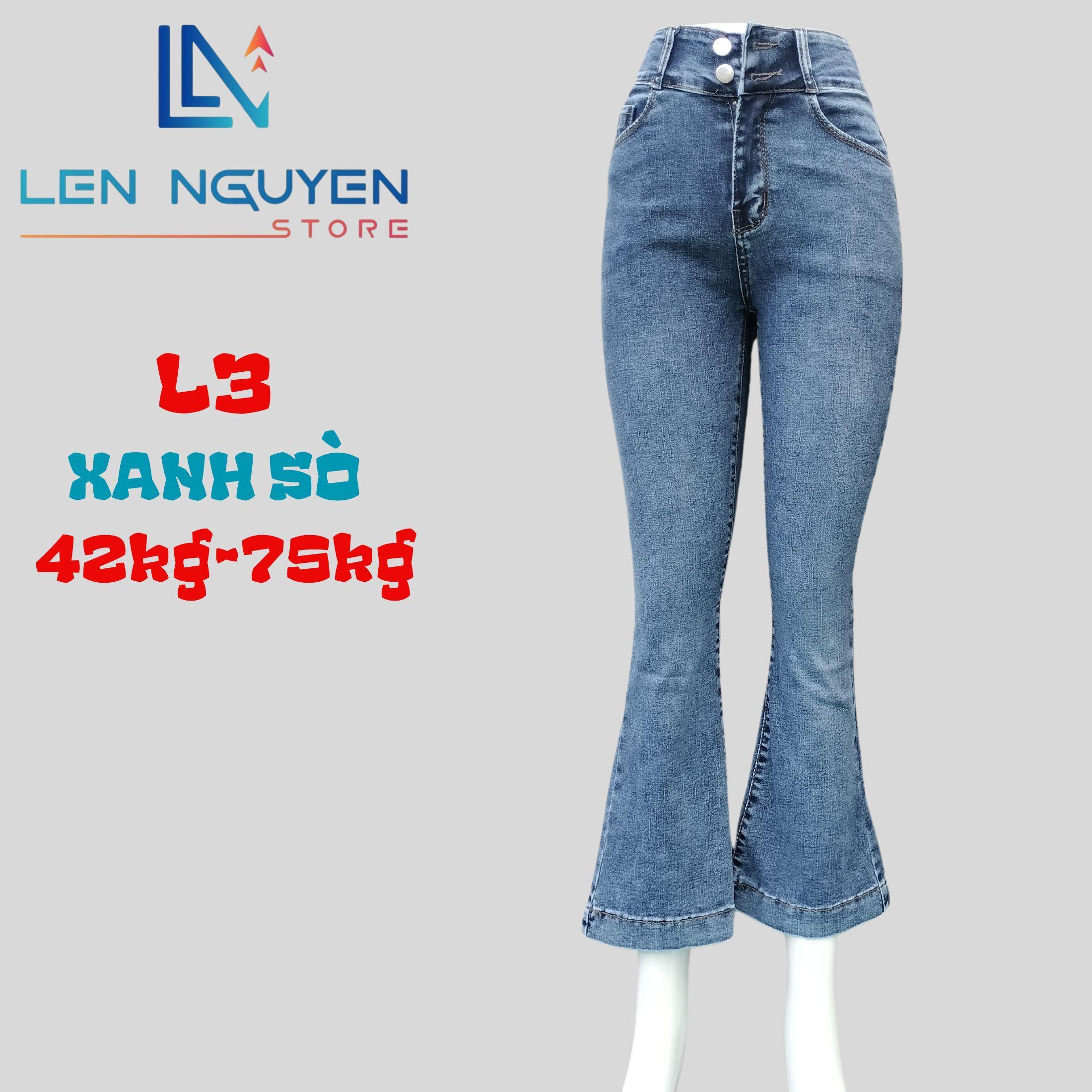 L3_Quần jean nữ, loe, lưng cao, quần bò nữ dáng ôm, quần rin nữ có big size, cho 42kg đến 75kg,LEN N - Xám