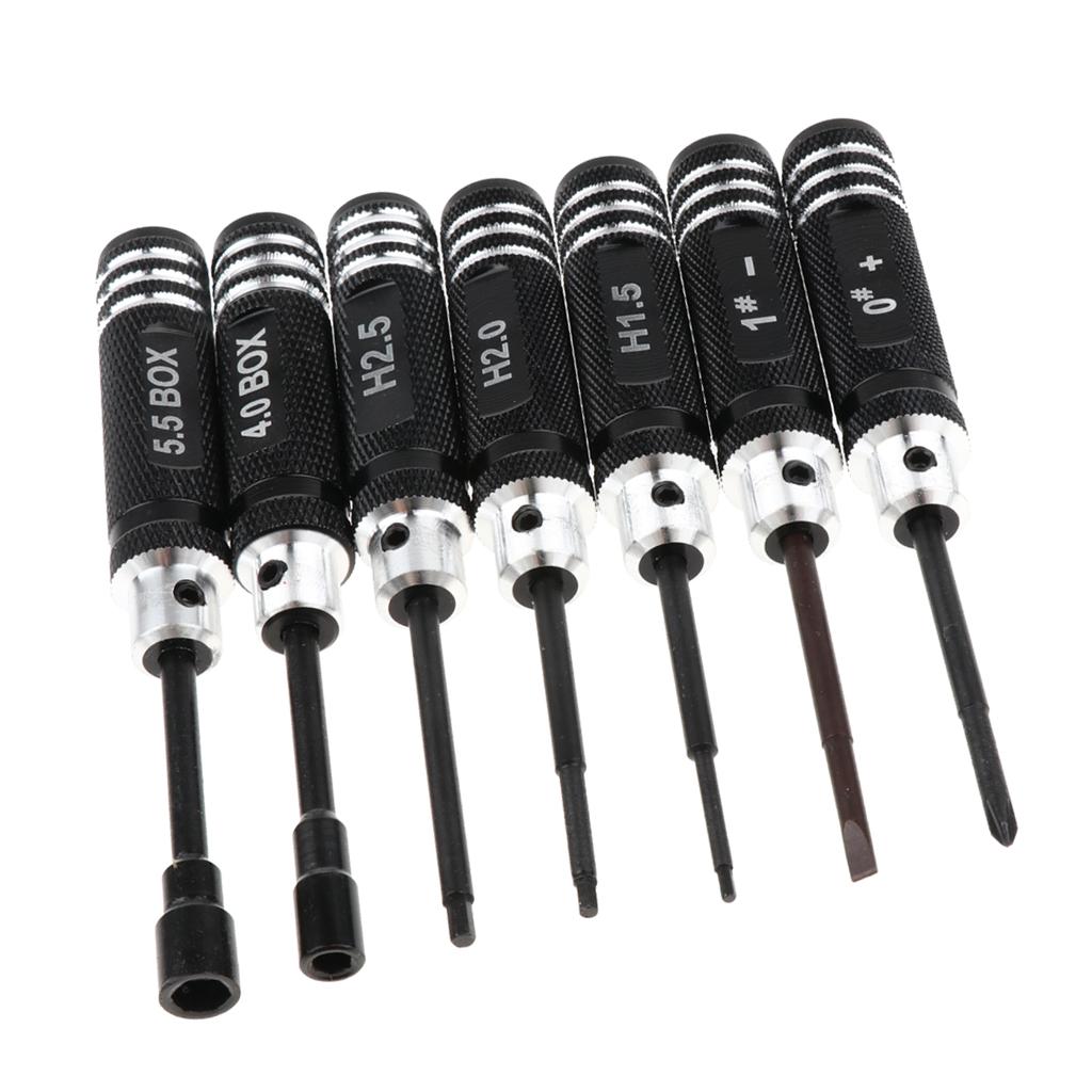 7 Món Thép Không Gỉ Bộ Tua Vít RC Bộ Dụng Cụ Cho RC Xe Ô Tô Mô Hình Máy Bay Trực Thăng Đen