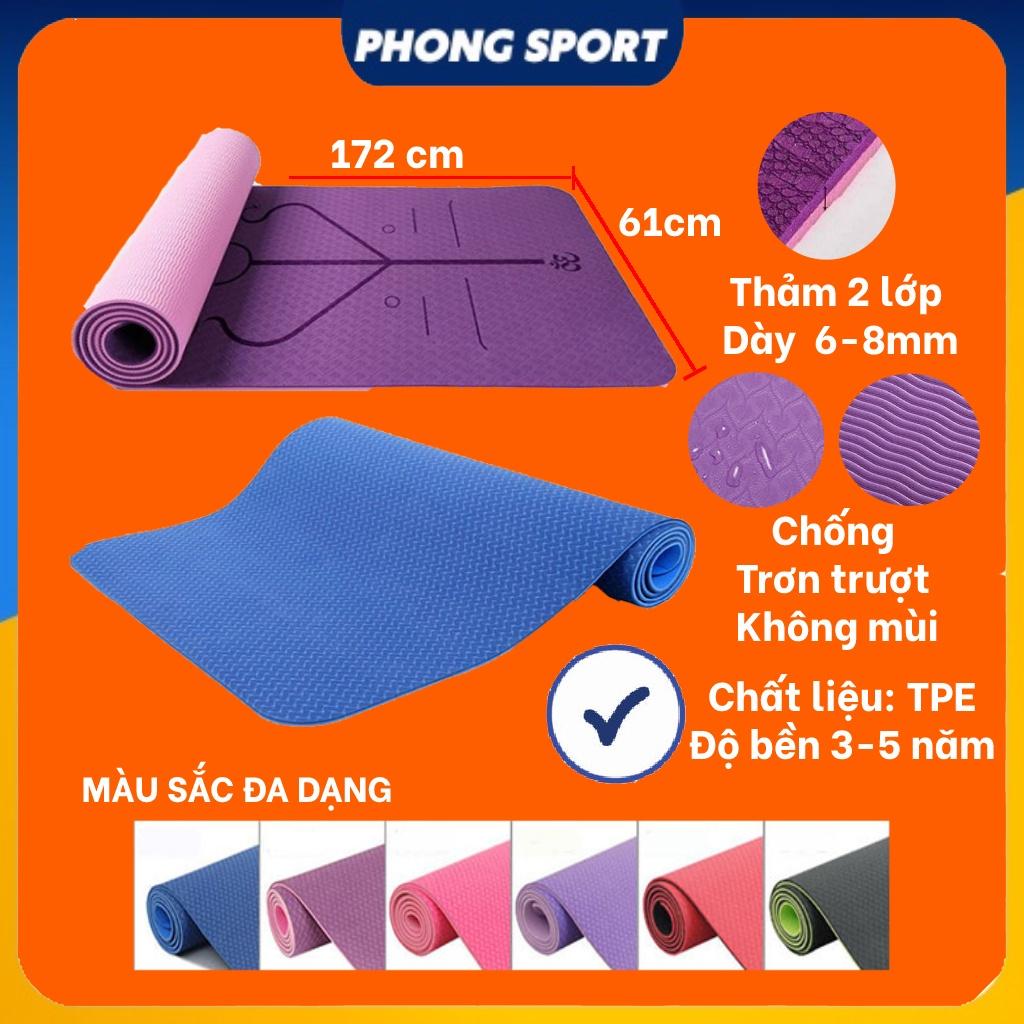 Thảm tập yoga, thảm tập gym 6mm,8mm,10mm,15mm Eco Friendly chống trượt TPE định tuyến 2 lớp T2L