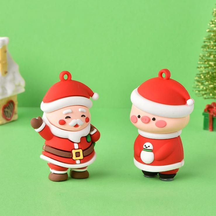 Mô hình Ông già Noel và heo hồng mặc đồ Giáng Sinh cho các bạn trang trí móc khóa, làm Jibbitz, DIY