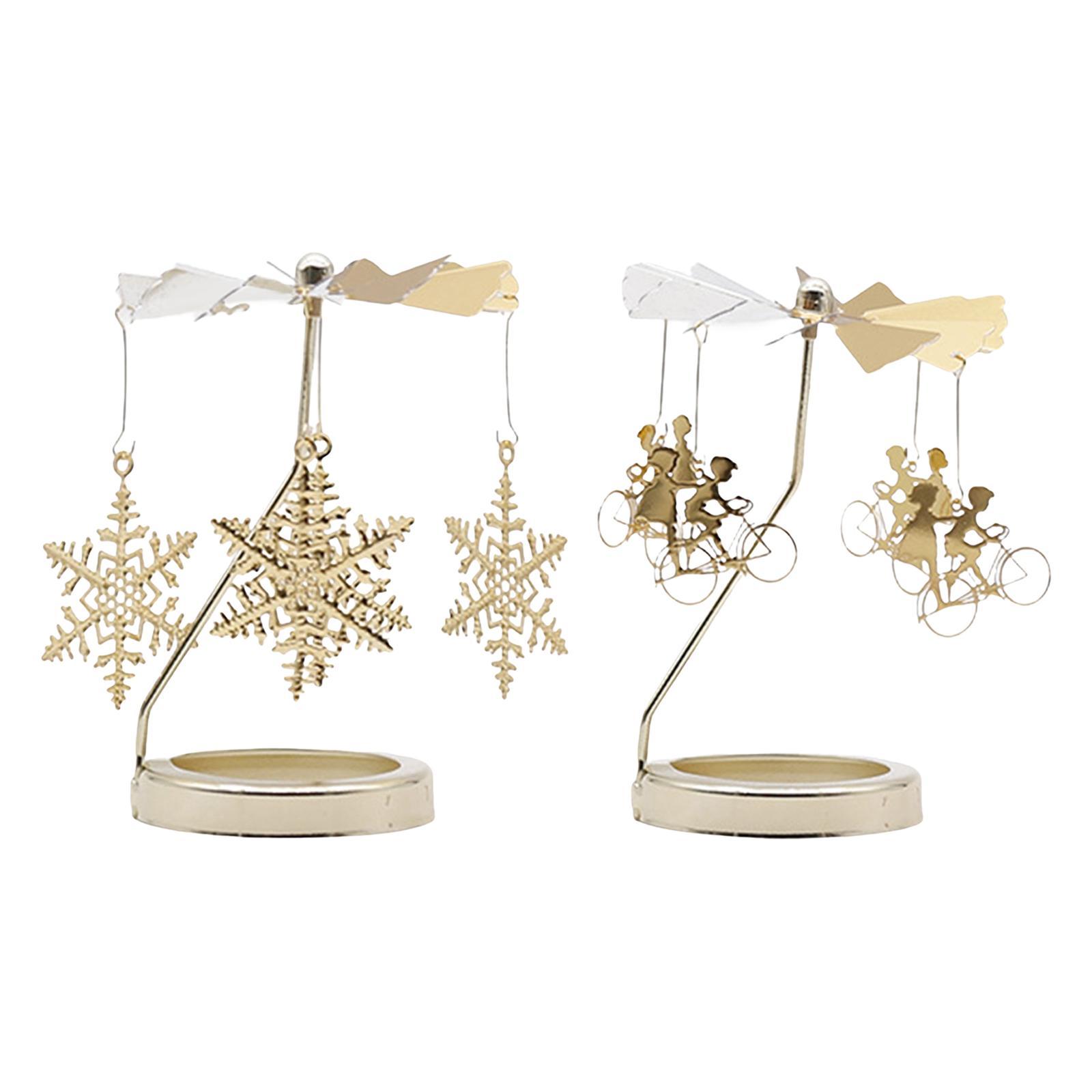 2  Tea Light Candle Holder Candle Ornament Rotating