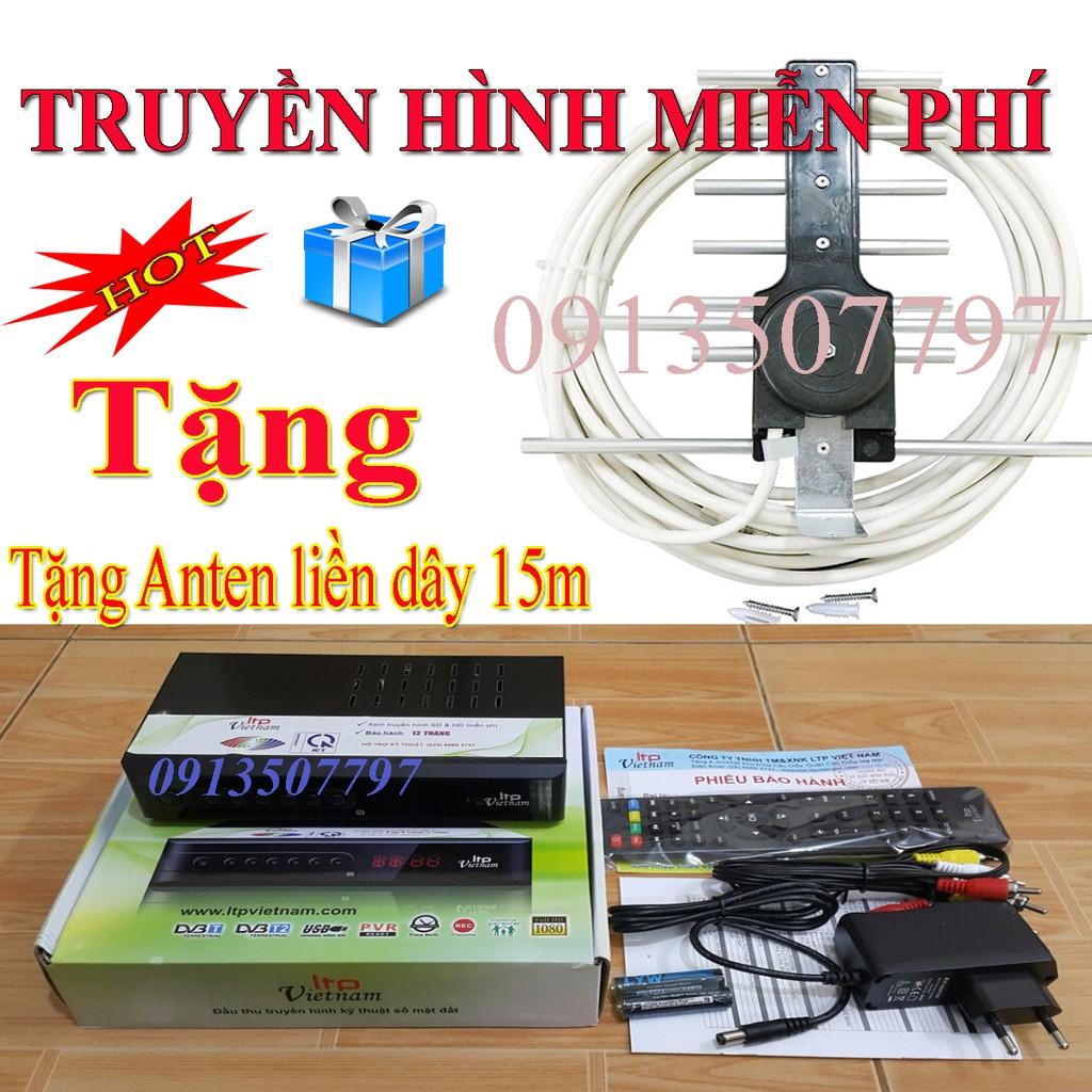 Đầu thu truyền hình số mặt đất dvb t2 LTP tặng anten liền dây 15m