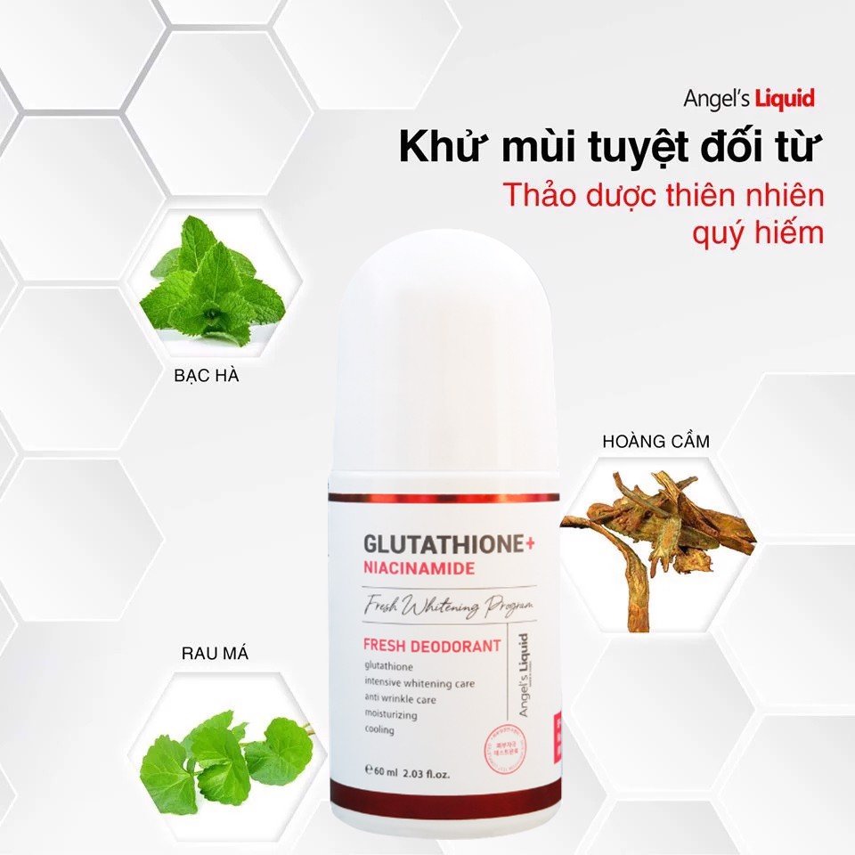 Lăn Khử Mùi, Dưỡng Trắng, Giảm Thâm Angel's Liquid Glutathione Fresh-Up Whitening Magic Deo Stick 60ml + Tặng Kèm 1 Băng Đô Tai Mèo