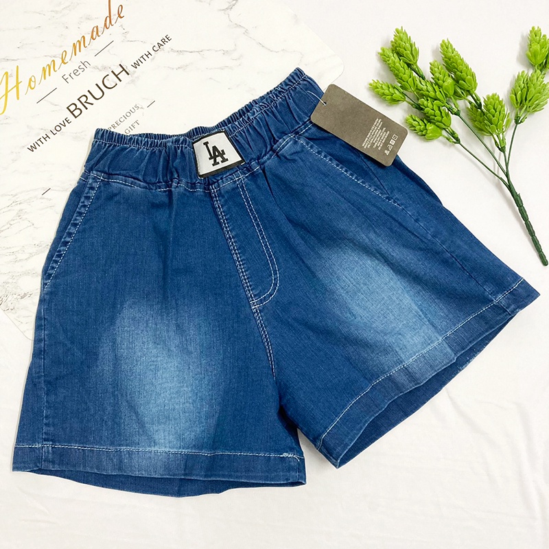 Quần đùi nữ Freesize từ 48-55kg jean dày mềm có độ giãn mạnh - hàng đẹp - lưng thun có dây rút - QU604