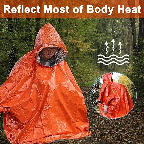 Poncho Mũ Trùm Khẩn Cấp Sinh Tồn, Poncho 2 Gói Sinh Tồn Đi Mưa, Poncho Sinh Tồn Có Thể Tái Sử Dụng Cho Các Hoạt Động Ngoài Trời