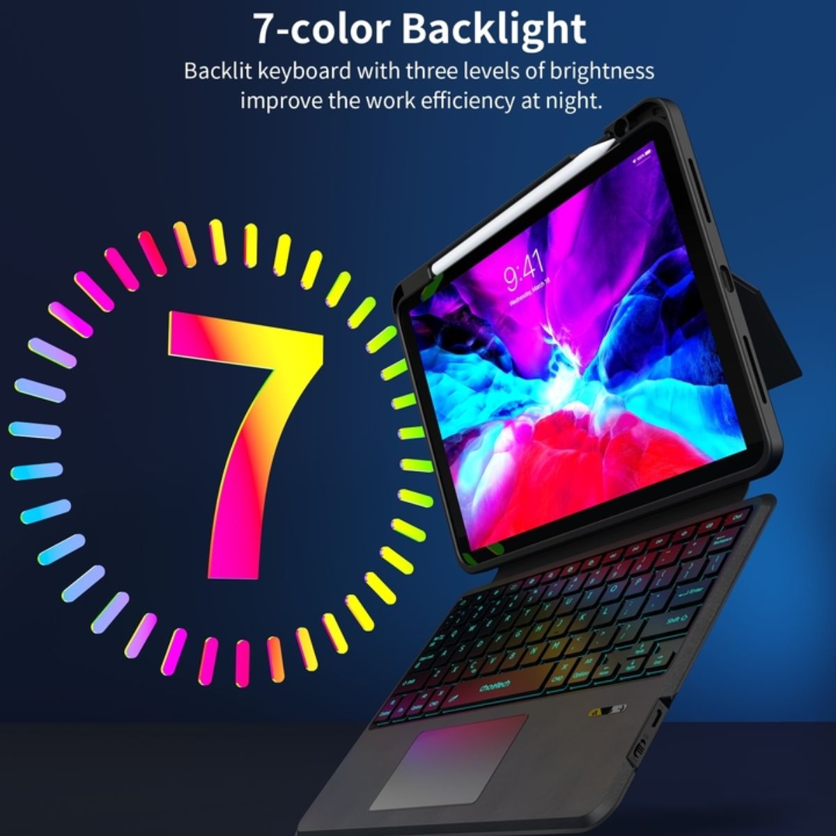 Bao da bàn phím Choetech BH-018 Touchpad có đèn LED và có thể tháo rời dành cho Ipad 10.9/ 11inch (Hàng chính hãng)