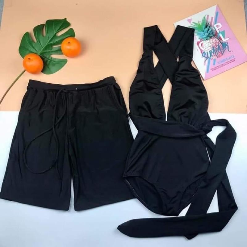 BIKINI, COMBO ĐỒ BƠI CẶP NAM NỮ LIỀN THÂN NÂNG NGỰC BELLA MS90