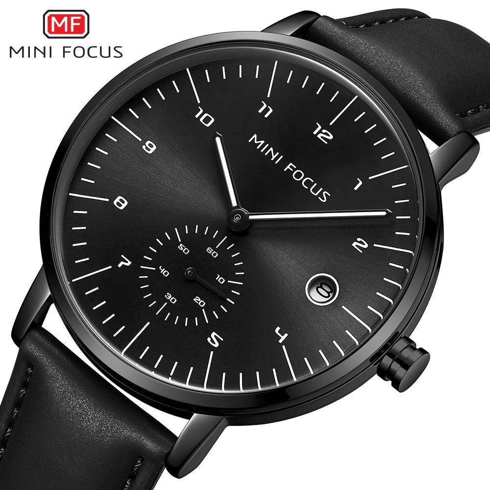 Đồng hồ Quartz MINI FOCUS Nam Dây đeo bằng da Hiển thị thời gian & Lịch,không thấm nước
