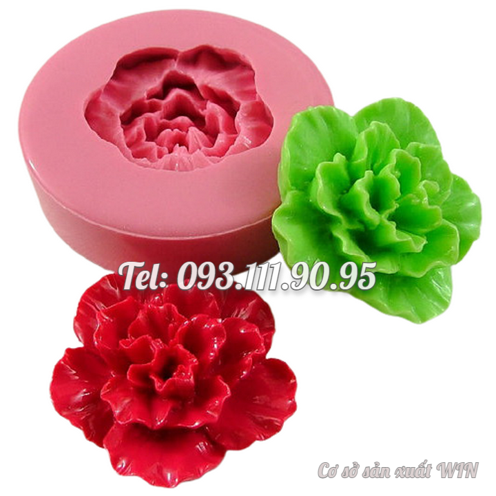 Khuôn silicon làm rau câu hoa cẩm chướng cánh xoăn - Mã số 1644