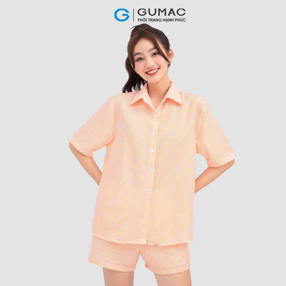 Set sơ mi tay ngắn, quần short freesize GUMAC SC11052