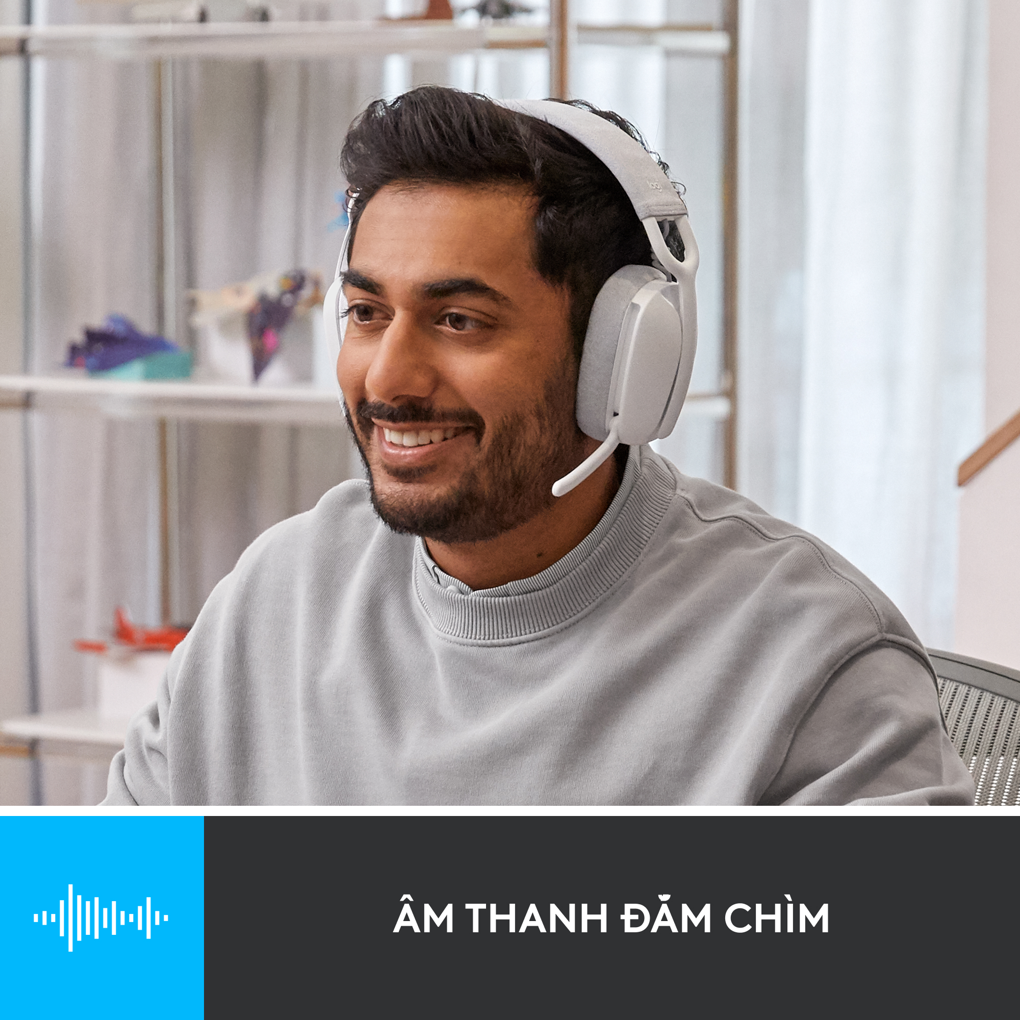 Tai nghe không dây Logitech Zone Vibe 100 nhẹ, với micrô khử tiếng ồn, Tai nghe Bluetooth Đa điểm Tiên tiến, Hoạt động với Teams, Google Meet, Zoom, Mac/PC - Hàng chính hãng