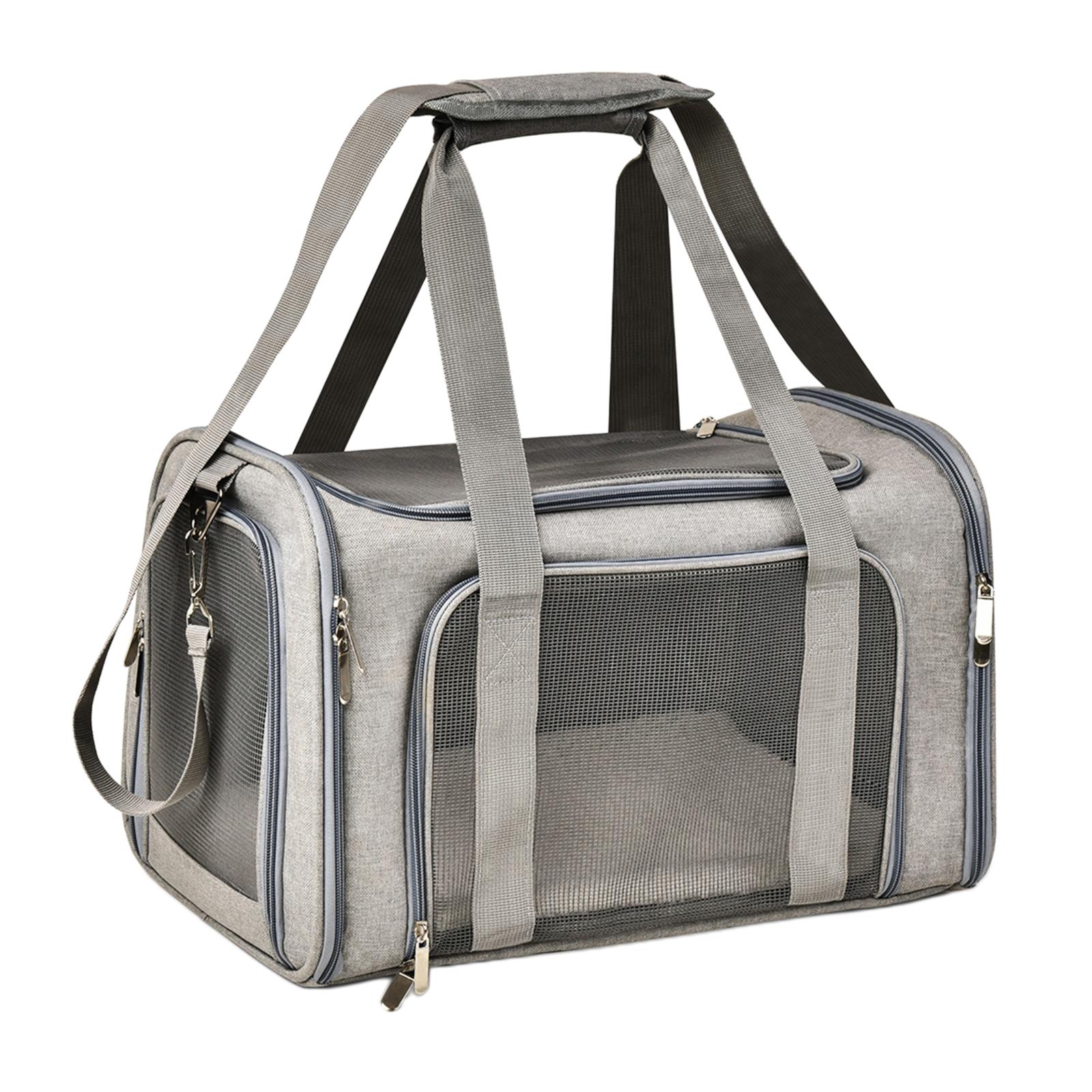 Soft PVC Pet Dog Carrier Backpack w/ Handles Pet Carrying Box Travel Bag w/ Washable Cozy Bed Folding for Puppy Cat Rabbit Escape Proof Breathable