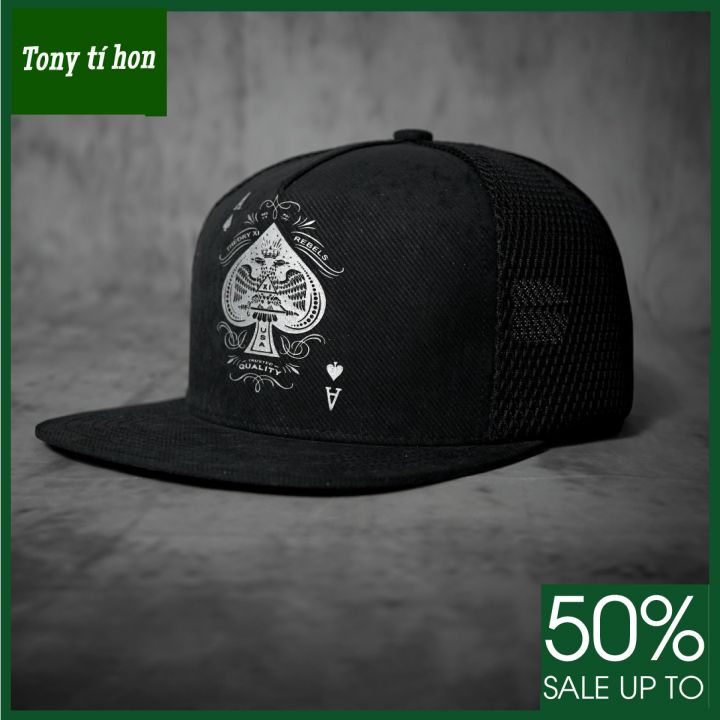 [ Miễn ship / giảm giá ] MŨ NÓN LƯỠI TRAI NAM NỮ SNAPBACK VÀNH PHẲNG LOGO NỔI CÁ TÍNH- đen xanh rêu