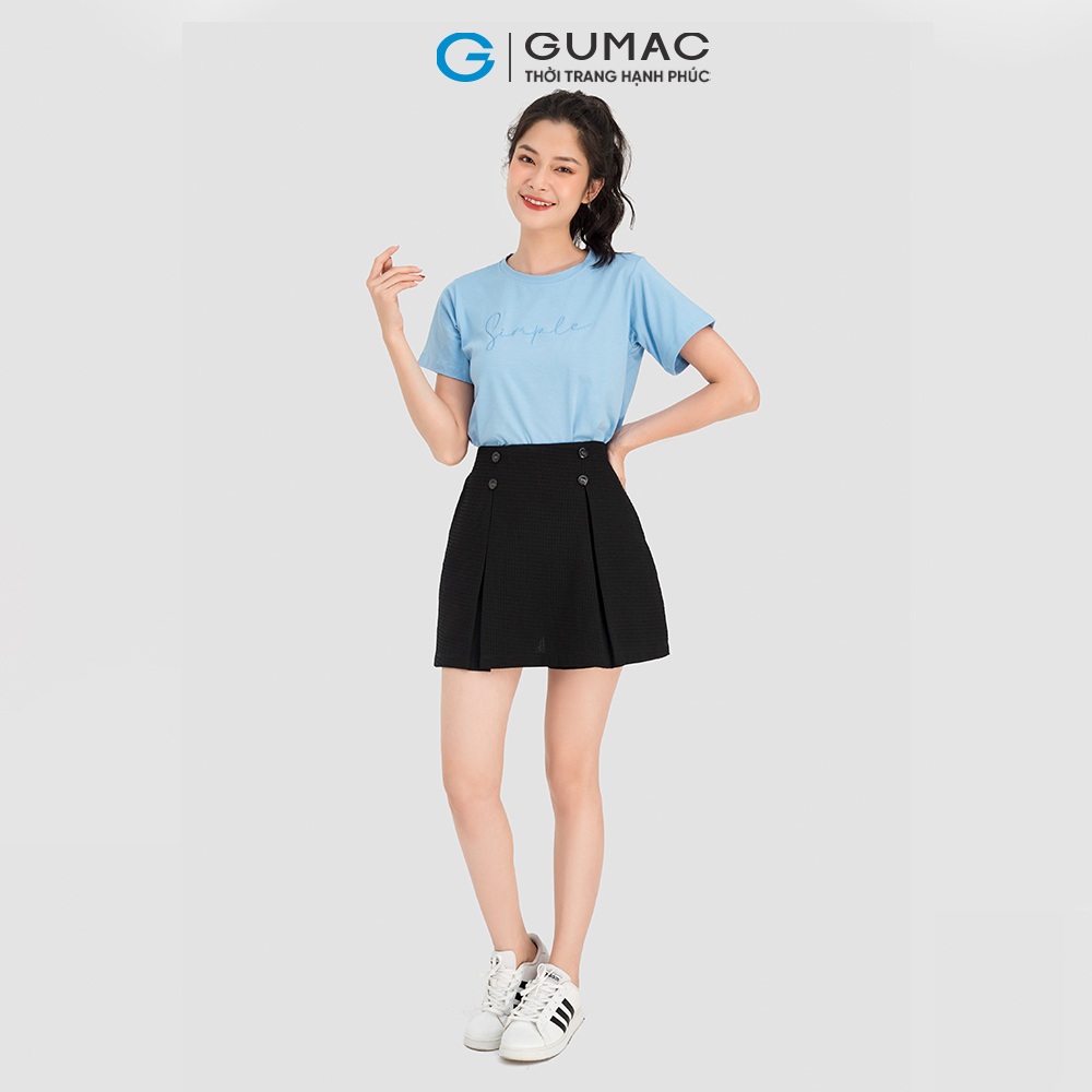 Áo thun nữ GUMAC ATC08016 cổ tròn thêu chữ Simple
