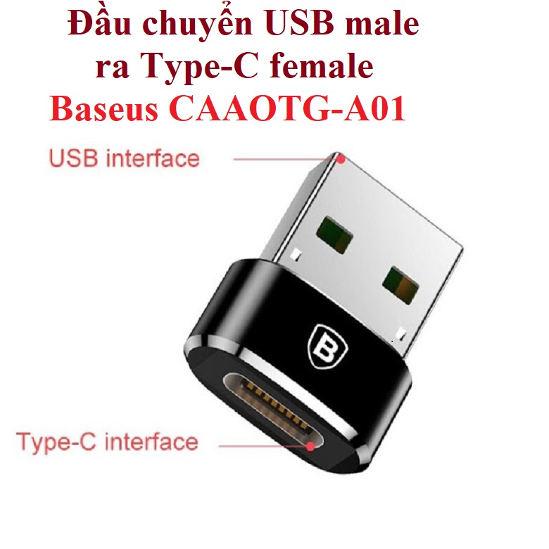 Đầu chuyển USB male ra C female Baseus CAAOTG-A01 - Hàng chính hãng