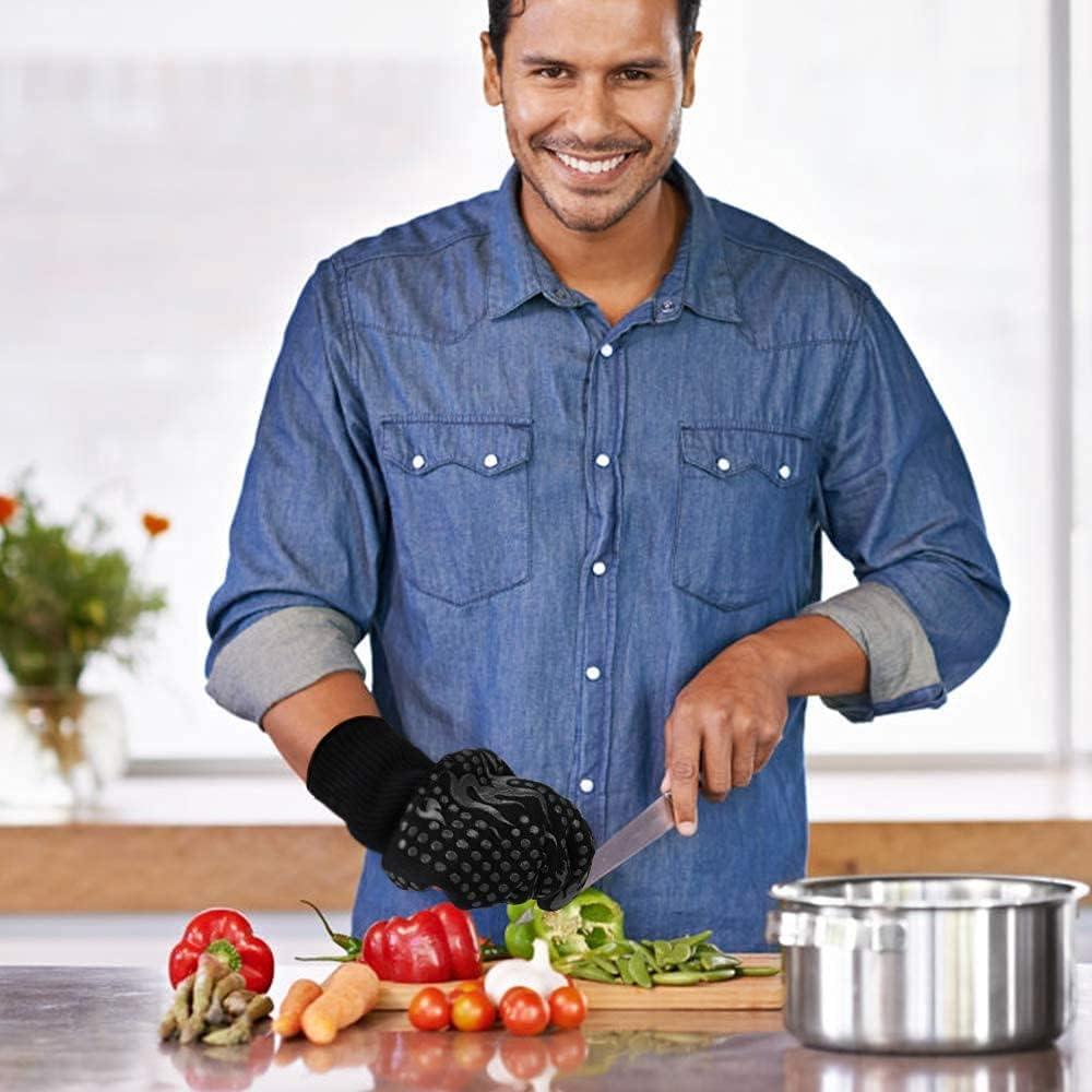 Găng tay nướng BBQ Găng tay chống cháy silicon chịu nhiệt 800 độ Găng tay dùng cho lò nướng Găng tay nấu ăn Găng tay làm bánh Găng tay làm bếp dài để nướng Nướng bánh Cắt lát nướng