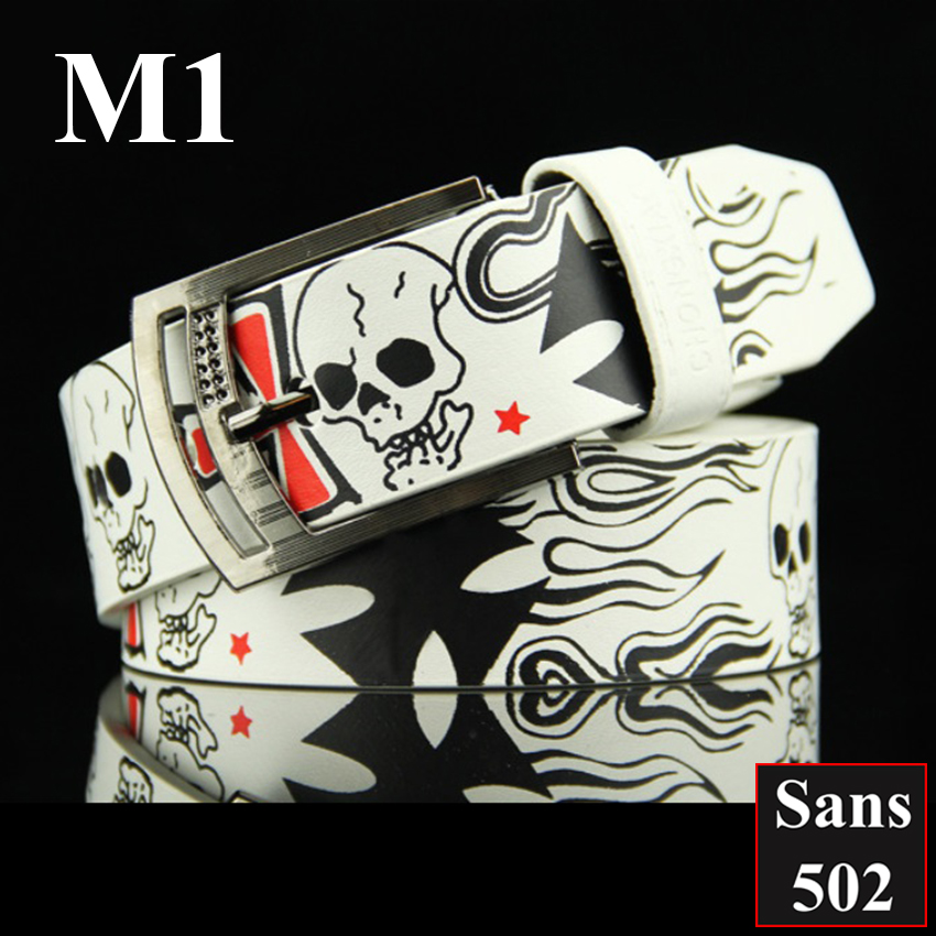 Thắt lưng nam hiphop đầu lâu Sans502 dây nịt hoạ tiết thời trang đẹp phong cách hip hop cá tính trẻ trung unisex bản to