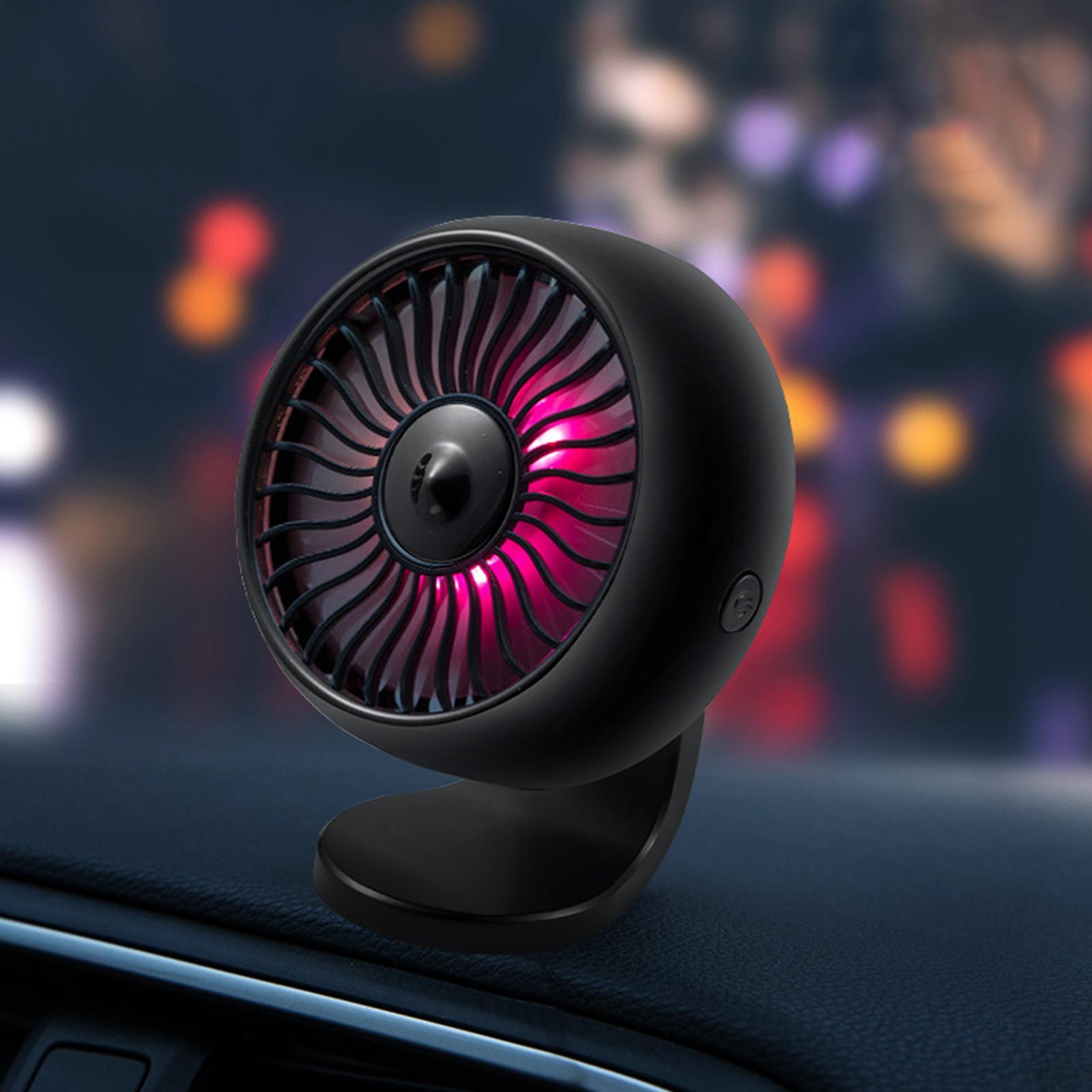 Car Fan, Air Vent Mount USB Fan with Colorful Light Universal Cooling Fan Fit for SUV