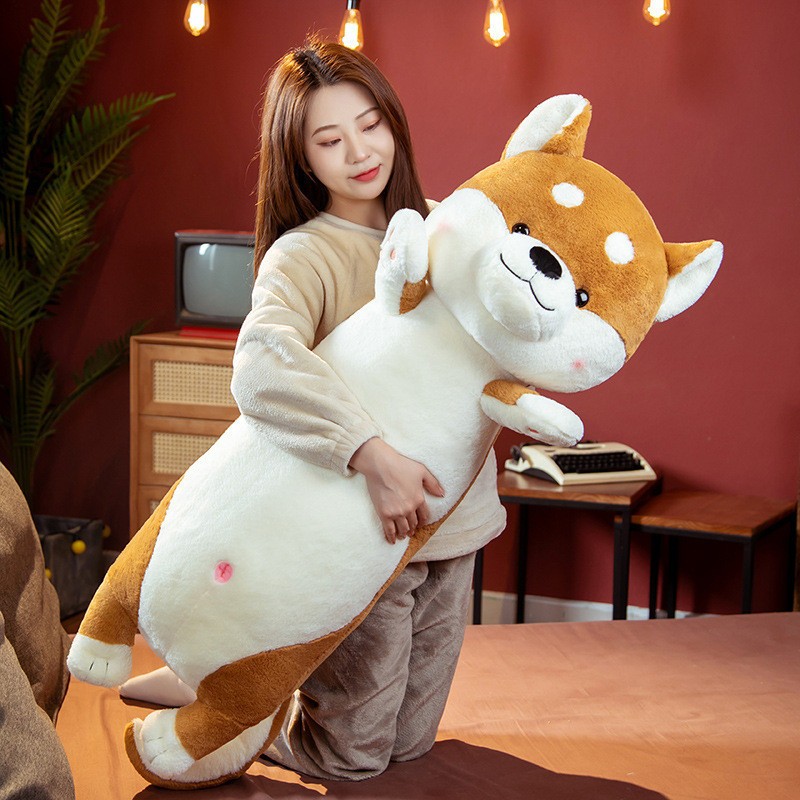 Thú nhồi bông husky chất liệu lông thỏ siêu mịn - Size từ 65cm đến 1m2 - Quà tặng gấu bông shiba dài ôm ngủ thoải mái hình chó ngáo